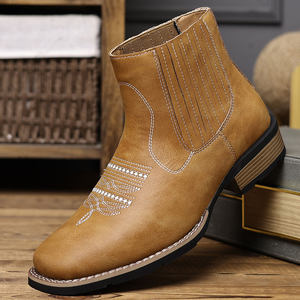 Botas Chelsea Unisex Estilo Cowboy, Cómodas, Impermeables, con Tacón Grueso y Punta en Pico, Botas Occidentales para Hombre, Ideales para Fiestas - Product Image 1
