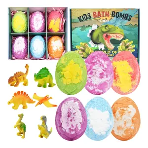 Venta al por mayor lindo textura dinosaurios huevo forma sorpresa dinosaurio juguetes baño bombas rica burbuja máquina bola prensatelas suministro