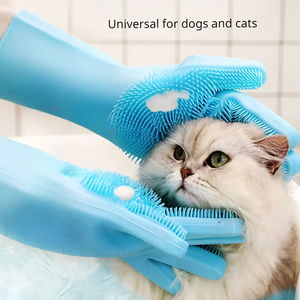 Hot bán Silicone Pet chải chuốt làm sạch găng tay con chó và mèo tắm dầu gội Găng tay với Pet bàn chải - Product Image 5