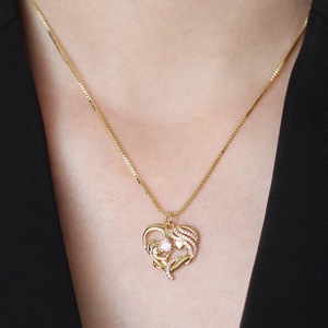 Collar con Colgante de Cobre en Forma de Corazón con Circonita y Cadena de Caja, Joyería de Regalo para Mamá - ¡Gran Oferta! - Product Image 2