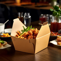 Échantillon gratuit de boîte à lunch en papier kraft recyclable personnalisée, conteneur alimentaire en papier pour l'emballage de la restauration rapide à emporter