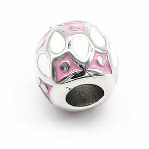 yunnique Stainless Steel Round Bead Pink Epoxy <b>Resin</b> For Bracelet Making - Product Image 2