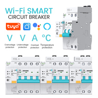 Disjoncteur intelligent Wi-Fi Tuya 2P 3P 4P 1-63A sur rail DIN avec protection contre les fuites, minuterie et télécommande sans fil