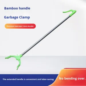KS xách tay THÙNG RÁC KẸP Pickup công cụ tre xử lý thanh thép không gỉ dài xử lý Thùng rác picker cho dễ dàng quản lý chất thải - Product Image 2