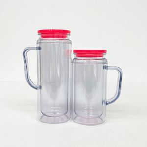 Pre Drilled Double Wall BPA Free Reusable Snow <b>Globe</b> Plastic Soda Can 12Oz 16Oz Handle Thermal Insulation 0-6 Hours Outdoor Use - Product Image 3