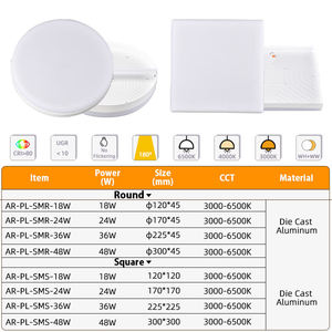 โคมไฟเพดานอลูมิเนียม6W 12W 18W 24W แผงไฟ LED กลมสำหรับบ้านสำนักงาน - Product Image 4
