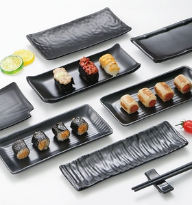 寿司ディナープレート黒陶器セラミックカラースクエアプラスチックプレート100% メラミン食器セット食器 - Product Image 1