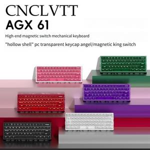 Teclado con interruptor magnético AGX61, funda de Metal ahuecada con teclas transparentes, teclado para juegos RT0.01MM 8Khz con cable - Product Image 2