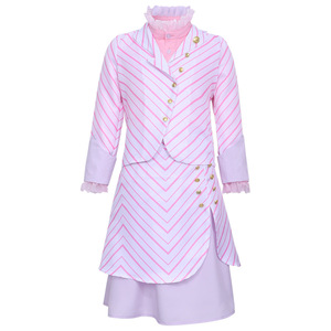 Glinda Pink Striped Cosplay <b>Costume</b> Women's Halloween Fancy Dress Outfit - Product Image 1