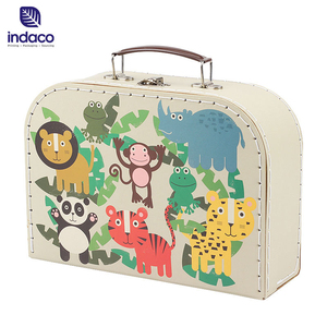 Color printing customized cartoon animal pattern design for children's gift packaging, cardboard <b>box</b> with handle luggage - Product Image 2
