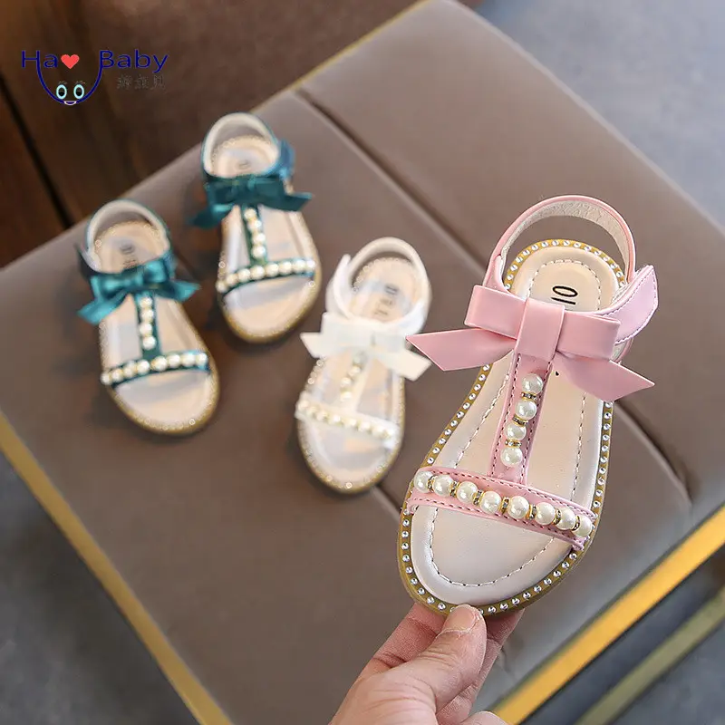 Hao Baby Sommer neues Modell Mädchen Kinder von koreanischen Prinzessin Sandalen Perle Baby Mädchen Schuhe Phantasie Sandale