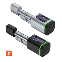 Cerradura Inteligente Euro Cylinder con Huella Dactilar, Tarjeta RFID y Llave, Desbloqueo por App Tuya TTLock para Cerradura de Embutir