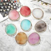 Paleta de Resina de Calidad para Decoración de Uñas, Forma Redonda con Marco Dorado, Tabla de Exhibición de Puntas de Uñas, Herramientas Profesionales para Mezclar y Exhibir Pinturas de Uñas