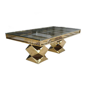 Hotel <b>Dining</b> Glass Silver Legs Stainless Steel Rectangular Metal Modern <b>Dining</b> Table <b>Chairs</b> for Wedding Event Banquet - Product Image 1