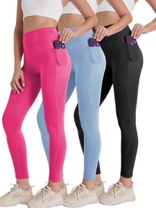 Set di 3 Leggings da Donna a Vita Alta con Tasca Laterale, Traspiranti e Modellanti, per Yoga e Allenamento in Palestra/Corsa - Product Image 3
