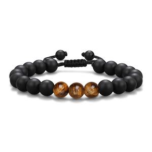 Pulsera Ajustable de Piedras con Cuentas Geométricas de Ojo de Tigre y Ónix para Unisex, Regalo Inspirador para el Día del Padre o Hermano - Product Image 5