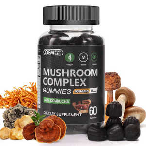 Para Biochealth Cordyceps sin azúcar Lions Mane Mushroom Gummies Etiqueta blanca Ashwagandha Lion's Mane Suplemento para Focus Gummy - Product Image 1