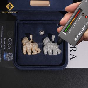 Envío Directo desde EE. UU., Stock Local, Certificado GRA, Joyería Hip Hop con Incrustaciones de Diamantes, Plata 925, Colgante de Gorila con Moissanita - Product Image 3