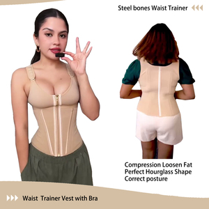 Corset amincissant <span class=keywords><strong>femme</strong></span> overbust à 13 baleines, gaine de maintien abdominal et serre-taille avec fermeture éclair et crochets intérieurs - Product Image 2