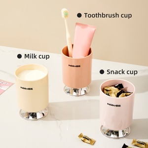 Travel Toothbrush <b>Holder</b> and Transparent Case Plastic High Footed <b>Toothpaste</b> & Mouthwash Cup Storage Container for Bathroom Use - Product Image 2