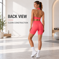 Ensemble de yoga deux pièces personnalisé pour femme : soutien-gorge de sport dos nu et short cycliste taille haute avec poches pour la pratique du yoga