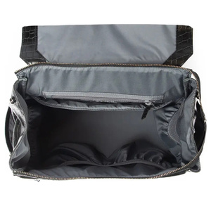 Logo personnalisé Croc <span class=keywords><strong>noir</strong></span> cuir classique maman voyage maternité sacs bébé couche sac à couches grande capacité sac à dos pour les femmes - Product Image 5