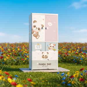 Armoire de rangement pour vêtements, armoire de rangement en plastique, armoire à 2 portes en plastique PP pour enfants et bébés, armoire de rangement en carton - Product Image 1