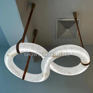 Cao cấp Tây Ban Nha Alabaster vòng mặt dây đèn biệt thự phòng khách phòng ăn moden lớn sang trọng vô cực Alabaster đèn chùm - Product Image 5