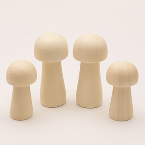 Figurines de champignons en bois faites à la main 85 mm 65 mm, fournitures artisanales en bois naturel pour la décoration DIY - Product Image 1
