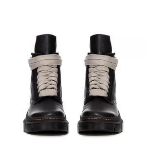 Bottes montantes tendance en cuir véritable pour hommes 2025, modèles à lacets et semelles épaisses, chaussures de créateur Owens. - Product Image 3