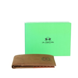 Portacarte di lusso in pelle di cavallo pazzo 385.007 chiusura a pieghe con Logo stampato in pelle corta per contanti in vera pelle - Product Image 4