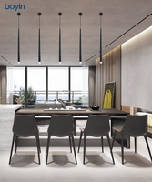 Nouvelle lampe suspendue LED moderne minimaliste à tube long de luxe pour restaurant, bar, hôtel, réception, décoration commerciale, plafonnier LED