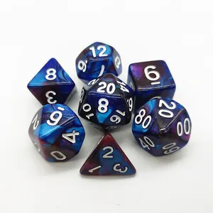 Bulk Acrílico 7PCS Poliedro DND Bule Color Dice Set