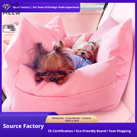 Coussin de voiture pliable imperméable rose pour chien, lit de voyage pour animaux de compagnie, siège de sécurité confortable pour petits chiens et chats