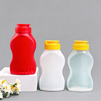 Bouteille vide personnalisée en PP ambré pour chocolat à remplissage à chaud avec bouchons à vis et à clapet, pour salades, confitures, sauces et condiments