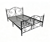 Cadre de lit vintage noir taille double, mobilier de chambre à coucher de luxe, lits en bois et en fer forgé