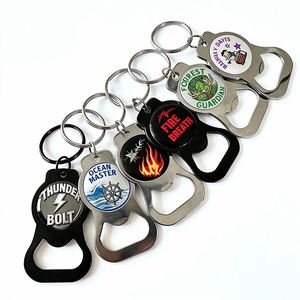 Factory Metal Wine Beer Keychain <b>Custom</b> Shape <b>Key</b> Ring Bottle Opener With Your Own Logo - Product Image 1