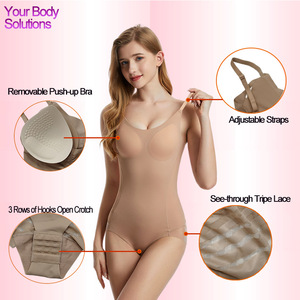 <span class=keywords><strong>Corset</strong></span> amincissant en nylon fin avec boutons adhésifs, coussinet de poitrine intégré, ouverture à la poitrine et entrejambe ouvert, pour un effet push-up des hanches et une taille cintrée - Product Image 4