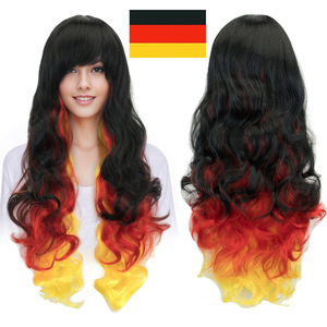 Parrucca da Fan Europea e Americana, Stile Bandiera Nazionale Colorata per Cosplay, Parrucca Lunga Ricciuta Rosa in Fibra Resistente alle Alte Temperature - Product Image 4
