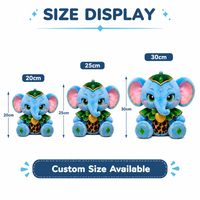 Peluche Éléphant Léopard Bleu Personnalisée Direct Usine, en Coton PP Ultra Doux, Broderie Anniversaire, Anti-Stress, OEM/ODM
