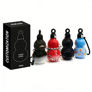 ขวดน้ำทรงน้ำเต้าสแตนเลส 316/304 ขนาด 580 มล. ปรับแต่งได้ พร้อมหลอดดูดแบบยืดหดได้และสายสะพายสำหรับเดินป่า - Product Image 1