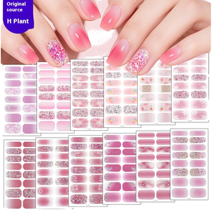 Autocollants pour les ongles en poudre 3D brillant flocon de neige dégradé Popping Glitter facile à appliquer Style français Sparkle Nail Wraps Offre Spéciale avec art - Product Image 6