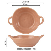Bol en céramique à double poignée, forme irrégulière, fait main, très attrayant, pour yaourt, salade de fruits, nouilles instantanées, soupe, usage domestique