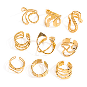 <span class=keywords><strong>Anelli</strong></span> di alta gioielleria impermeabili 18k placcato oro all'ingrosso anello in acciaio inossidabile forma irregolare <span class=keywords><strong>S</strong></span> in stile anello aperto - Product Image 5