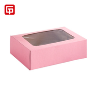 Boîte en carton de boulangerie moderne rose mat stratification pliante pour grignoter beignet pâtisserie emballage alimentaire finition brillante