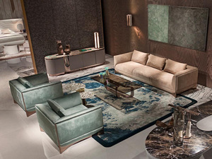 Ensemble de canapés en tissu MR Italian Modern Smile avec base en métal Light Luxury High-End Villa Large Flat Living Room Sofa Furniture - Product Image 4