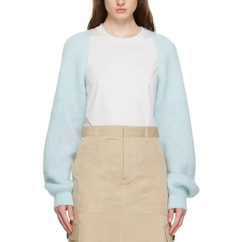 2024 OEM fabricante de prendas de punto diseño personalizado señoras tejido a mano Vintage Chunky Knit Bolero encogimiento de hombros para mujeres