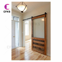 Vente chaude moins cher intérieur salle de bain chambre appartement noir aluminium verre porte coulissante miroir porte de grange