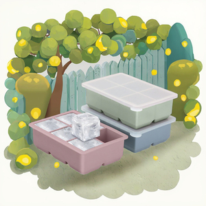 Stackable 6-khoang lớn <span class=keywords><strong>Silicone</strong></span> vuông <span class=keywords><strong>Ice</strong></span> Cube khay, thân thiện với môi Tủ đông khuôn cho dễ dàng làm đá - Product Image 3