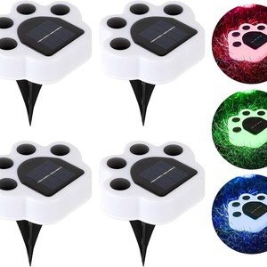 Lampe solaire LED pour pelouse, motif empreinte animale, patte d'ours colorée, ambiance de jardin, étanche IP65 pour aménagement paysager - Product Image 5